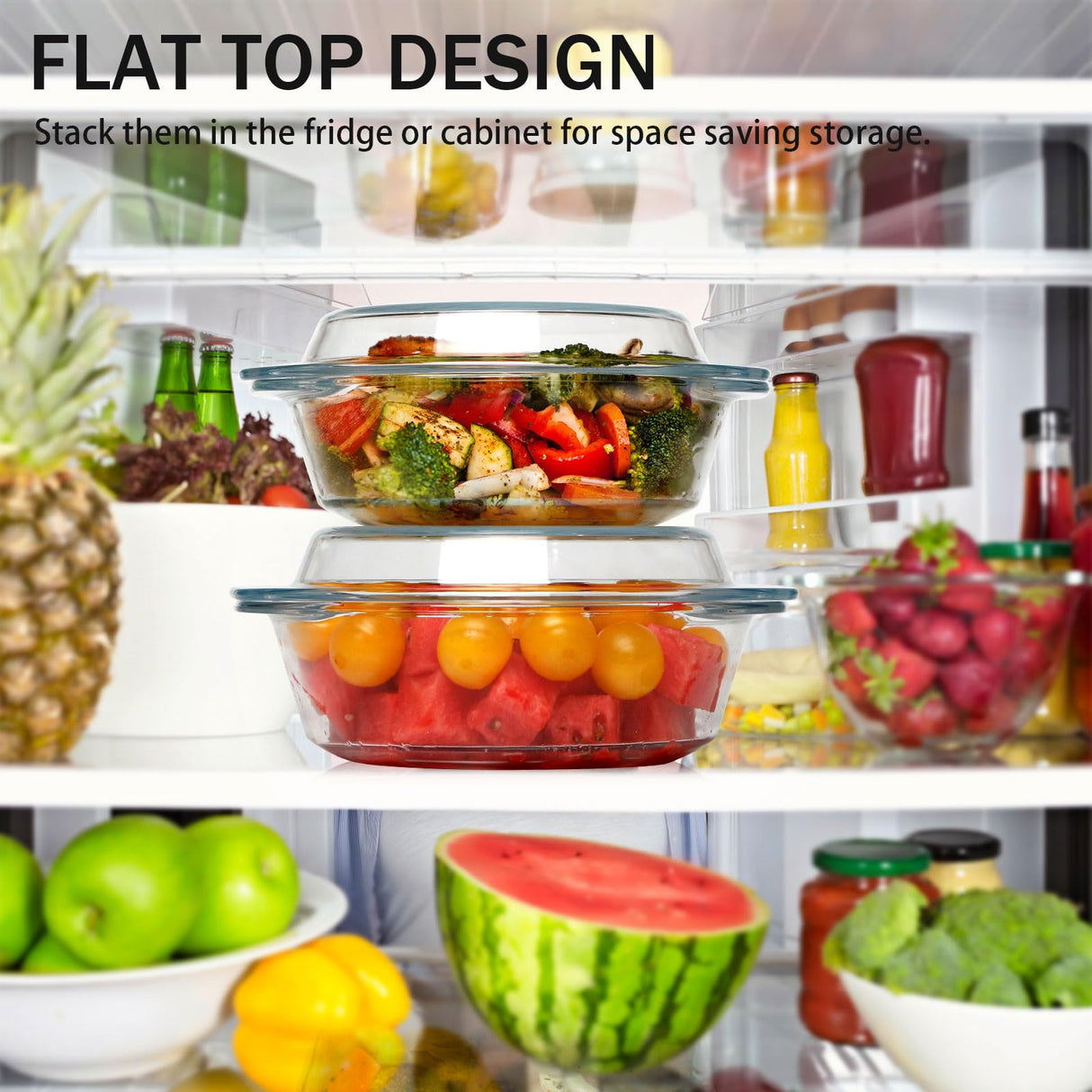 ZYER Round Glass Casserole Dish Set, Glass Casseroles Cookware with Glass Lid, Glass Casserole Dish With Lid(Set of 3-1L+1.4L+1.7L) ZYER