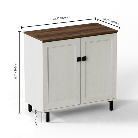 FENSULN Buffet Sideboard Cabinet Farmhouse Modern Storage Cabinet with Adjustable Shelves for Kitchen, Coffee Bar, Living Room, White FENSULN