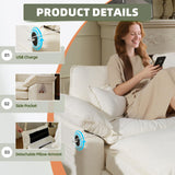 Mvpipi 108" Modular Sectional Sofa, Comfy Cloud Couch with Ottoman & USB Port for Living Room, L Shaped Modern Chenille Couches with Throw Pillows for Bedroom, Apartment, White Mvpipi