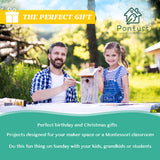 DIY Birdhouse Kit with Paint Set - Kids' Wood Craft Kits - Make a Bird House Kit for Kids - DIY Woodcraft Building Projects for Kids and Adults- STEM Teaching Tools Pontuss