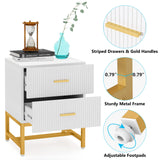 Tribesigns 2-Drawer Nightstand, Modern Fluted Night Stands Bed Side Table with Storage, Wood End Table Accent Table for Bedroom, Living Room, Small Spaces, White Tribesigns