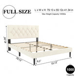 HAOARA Full Size Platform Bed Frame with Upholstered Button Tufted Headboard, Mattress Foundation with Wooden Slat Support, Noise Free, No Box Spring Needed, Easy Assembly, Beige Velvet HAOARA