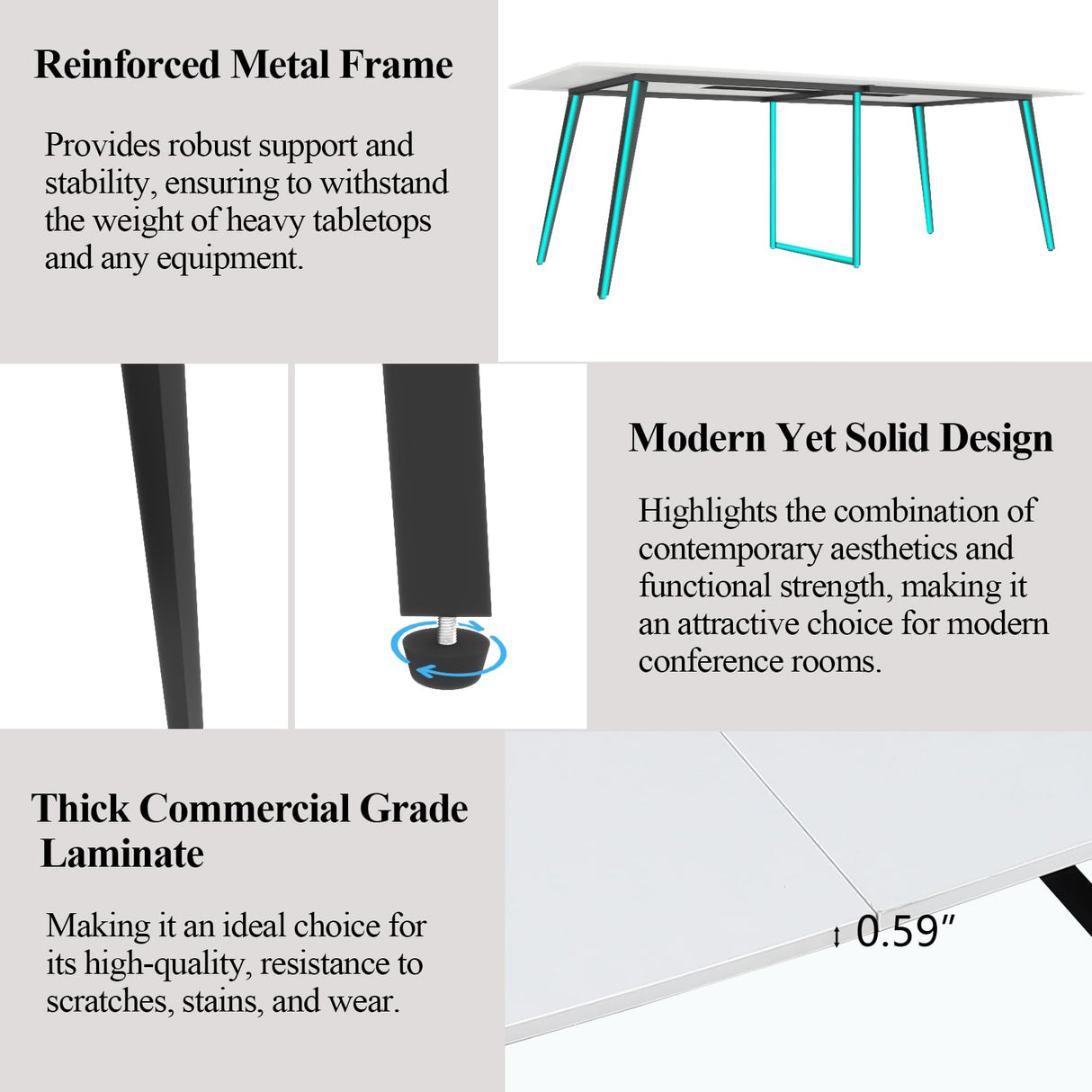 Loomie 8FT Conference Table, 94.49" L x 47.24" W x 29.53" H Meeting Seminar Table with Grommet, Large Boat Shaped Computer Desk, Boardroom Desk for Office Meeting Conference Room,White Loomie