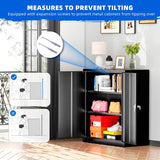 INTERGREAT Metal Garage Storage Cabinet, 36" Lockable Storage Cabinet with 2 Doors and 2 Adjustable Shelves, Steel Black File Great for Home Office, Garage, Warehouse, Study Room INTERGREAT