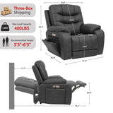 EONIX Triple Motor Lay Flat Zero Gravity Power Recliner Chair with Heating and Massage, Independent Footrest, Backrest, Headrest Adjustments, 400lbs Heavy Duty Big Man Power Recliner Chair, Black EONIX