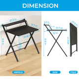 GreenForest Folding Desk No Assembly Required Small Size, 2-Tier Foldable Computer Desk with Shelf for Home Office, Space Saving Portable Laptop Study Foldable Table for Small Spaces, Black GreenForest