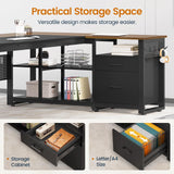 UPOSOJA 71 in Executive Desk with Power Outlets, Reversible L Shaped Computer Desk with File Drawers & Storage Shelves, Large Office Desk with Pegboard, Mobile CPU Stand, Modern Corner Desk (Walnut) UPOSOJA