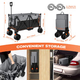 Collapsible Foldable Wagons, 440 lbs Weight Capacity Beach Wagon with Big All-Terrain Wheels, Heavy Duty Foldable Wagon,Utility Wagon Carts for Outdoor, Sports, Shopping, Camping, Black & Gray Raynesys