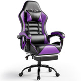 Gaming Chair, Computer Chair with Footrest and Lumbar Support, Ergonomic Video Game Chair with Headrest, Height Adjustable Gamer Chair Office Desk Chair, Purple Ntiibcuy