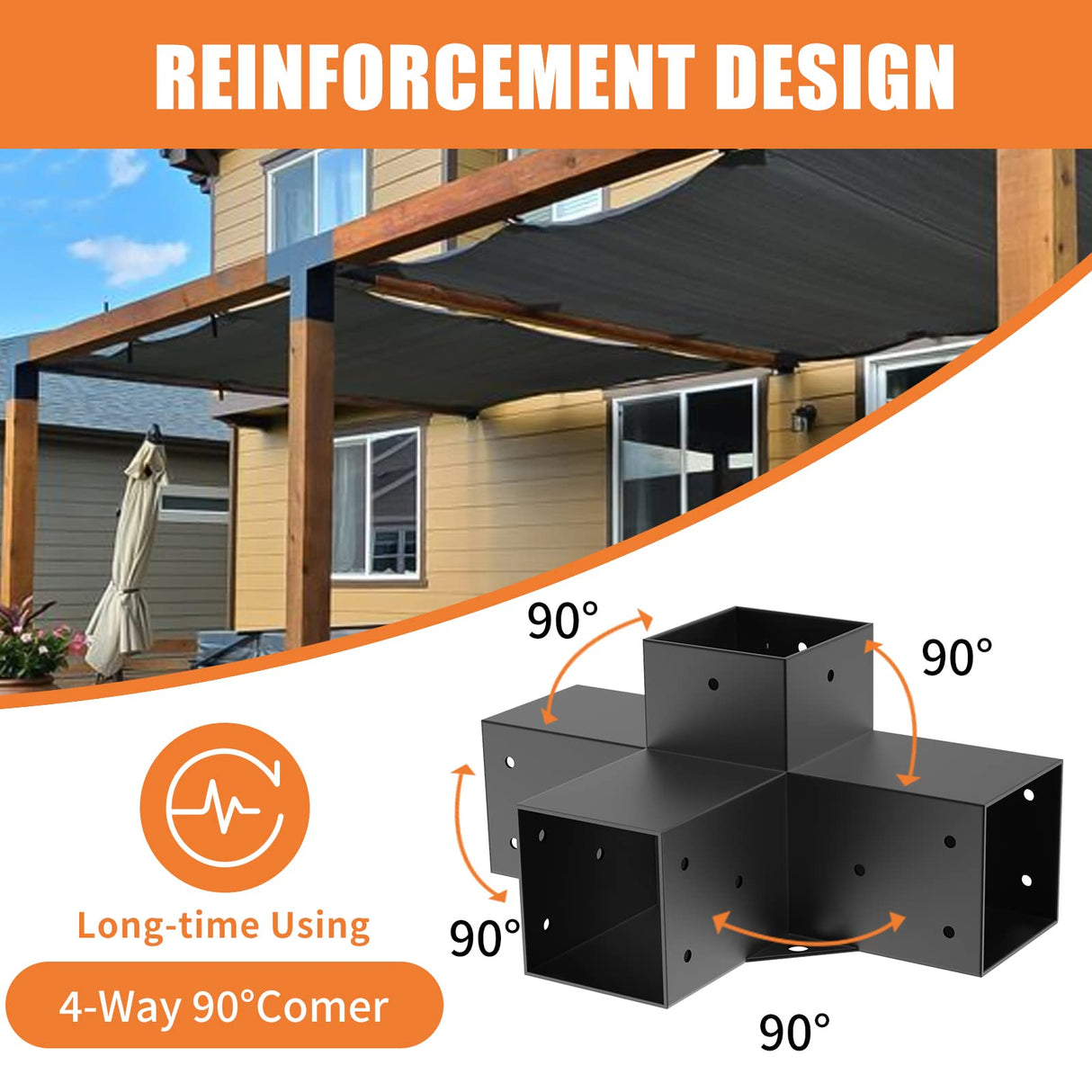 Woodworks Pergola pergola Brackets 4-Way Right Angle Corner Bracket DIY Elevated Wood Stand 2PACK with Screws for 4x4 (Actual: 3.5x3.5 Inch) Lumber Pergola Gazebo Likeem