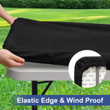 homing 2 Pack Rectangle Table Cloth, Elastic Fitted Fabric Tablecloth Fits for 6 Foot Folding Tables, Washable Table Cover for Picnic, Camping, Indoor & Outdoor (Black, 30" x 72") homing