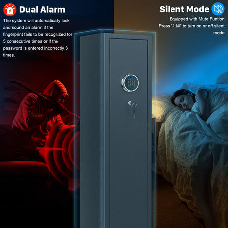 Mutak 4-5 Biometric Gun Safe for Rifle and Pistols, Long Gun Safe for Rifle Shotgun for Home, Quick Access 4-5 Gun Storage Cabinet with Handgun Pouch, Silent Mode (No Assembly Required) Mutak