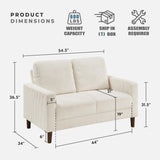 Lexicon Modern Loveseat, Corduroy Fabric Upholstered Loveseat Sofa, Small Couch with Brown Legs, Track Arms, Comfy Couch for Living Room/Bedroom/Apartment, 2-Seater, Beige Lexicon