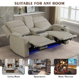 Neptane Dual Motor Power Reclining Loveseat with Wireless Charge, Power Loveseat Recliner Sofa with Adjustable Headrest/LED Light/Armrest Storage, Wall Hugger Couches for Living Room (Grey, 2 Seater) Neptane