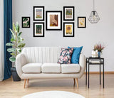 Wiscet11x14 Picture Frame Set of 9, Display Pictures 8x10 with Mat or 11x14 Without Mat, Photo Frame for Wall Mounting or Tabletop Display, Black. Wiscet