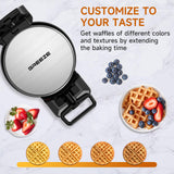 Waffle Maker, Double Belgian Waffle Maker 180°Flip, 1400W Waffle Iron 8 Slices, Rotating & Nonstick Plates with Removable Drip Tray for Easy Clean, Stainless Steel, Locking Buckle & Cool Touch Handle Greeze