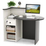Tangkula Reception Desk, Front Counter Desk with Lockable Drawer & Adjustable Shelf, Oval Desktop, Retail Counter for Checkout, Computer Workstation for Salon Lobby Office, Home Office Desk Tangkula