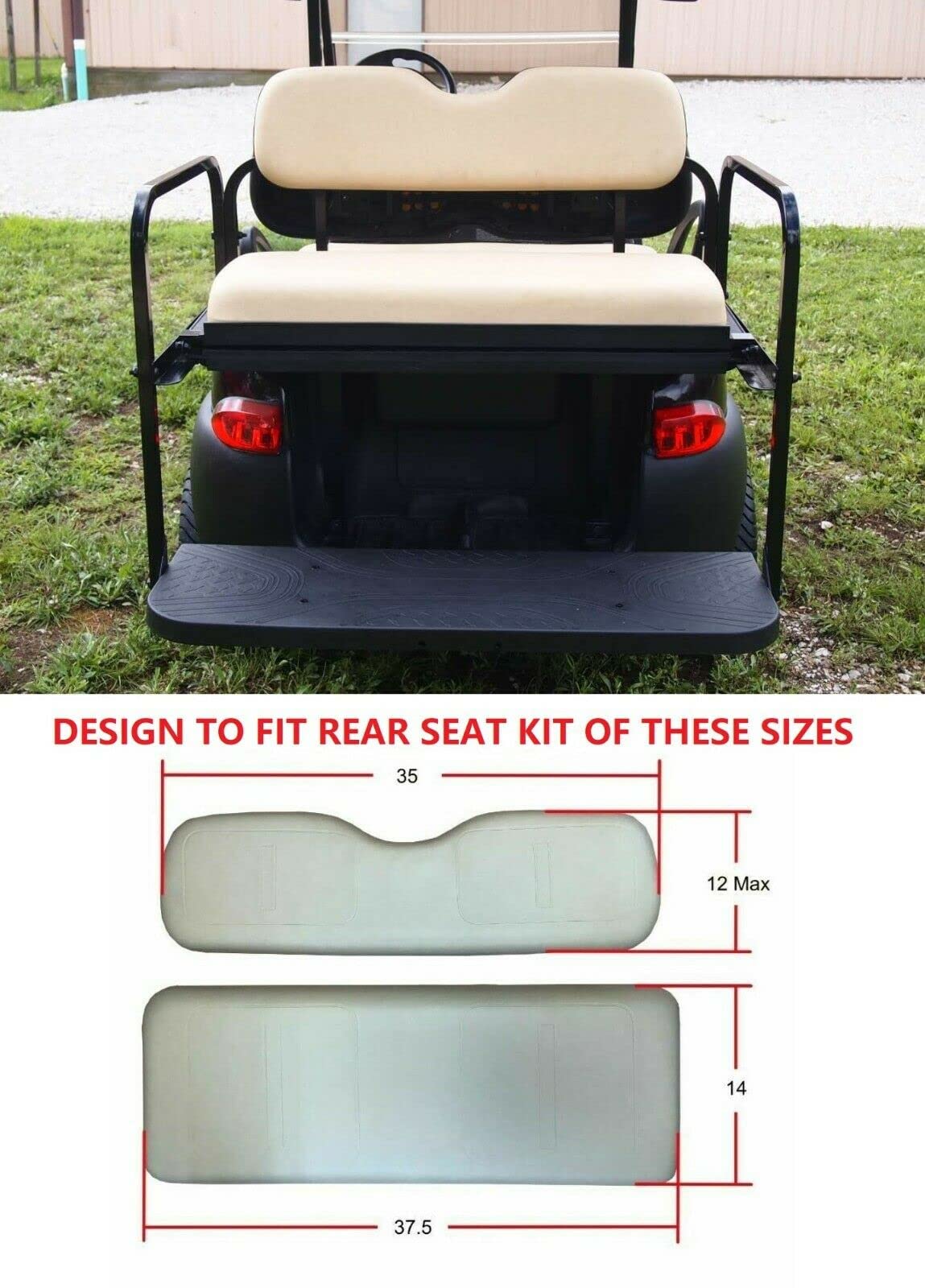 Huskey 4PCS Golf Cart Front/Rear Seat Covers for EZGO Medalist/TXT 94-13 Custom Two-Tone Black/Blue Diamond Stitching with Blue Piping, Marine Grade Huskey Parts Company