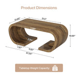 Tribesigns Farmhouse Coffee Table, 47" Heavy Duty C-Shaped Center Table with Curved Base, Large Tea Table for Living Room, Entertainment Room, Home Office, Rustic Brown Tribesigns