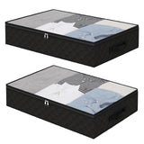 Fixwal Black Underbed Storage Bags with Clear Window and 2 Reinforced Handles Under Bed Storage Containers for Clothing, Bedding, Comforter (2 Pack) Fixwal