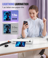 9 Inch Laminator Machine with Never Jam Technology, 40 Laminating Sheets, 4-in-1 A4 Thermal Laminator with Trimmer and Corner Rounder for Office, School, Business and Home Use - White Ibzdi