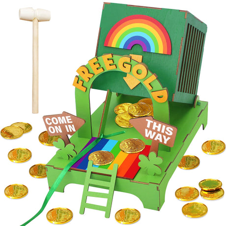 OFIHIDO Leprechaun Trap Kit for Kids,Wood DIY Craft Catch a Leprechaun Trap Kit for Kids Classroom Activity,St. Partrick Day Decorations Party Supplies OFIHIDO
