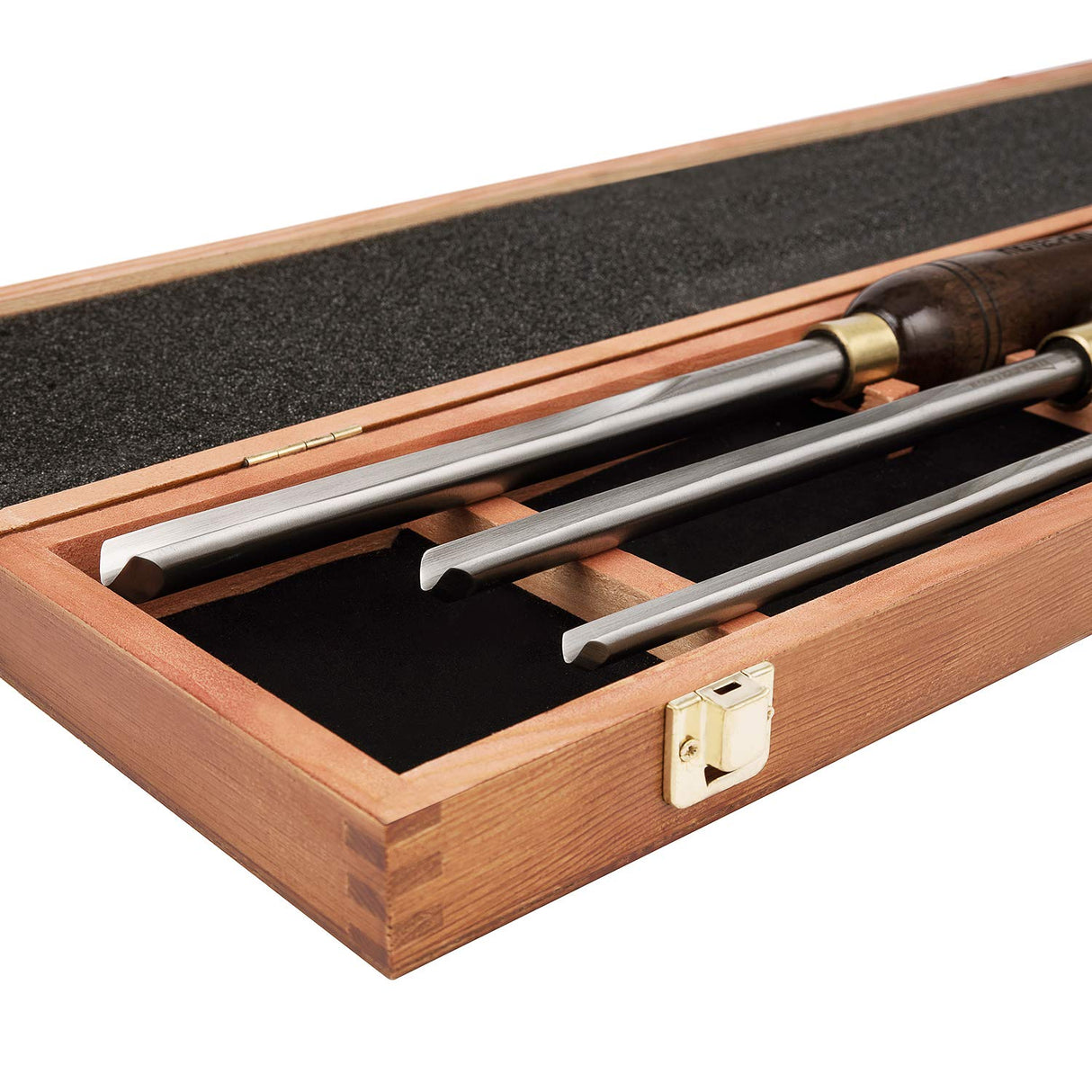 IMOTECHOM 3-Pieces HSS Bowl Gough Lathe Chisel Set Wood Turning Tools with Wooden Box, 1/4-Inches, 3/8-Inches and 1/2-Inches IMOTECHOM