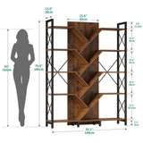 YITAHOME Industrial Tree Bookshelf, Large 5 Tier Bookcase Tall Standing Book Shelves Organizer Display Rack for Living Room Home Office, Rustic Brown YITAHOME