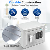 SereneLife Heavy Duty 9.1 x 6.7' Electronic Safe Box | Digital Touch Pad Lockbox with Code 2 Keys | Small Safe Box for Home/Office, Secure Cash, Jewelry, Firearms | Wall/Floor Mountable SereneLife