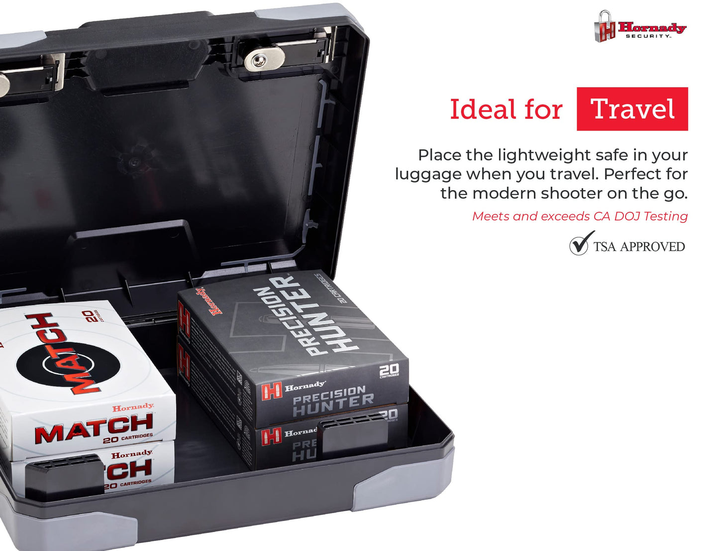 Hornady Treklite Combination Lock Box XXL, 95260 - Travel Safe Lightweight Gun Lock Box with Dual 4-Digit TSA Combination Locks - Protects Firearms, Ammo, & Valuables - 12.2 x 10.1 x 3.3 Inches