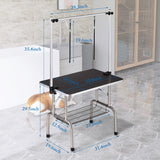 SoarFlash Pet Dog Grooming Table Foldable,Heavy Duty Foldable Pet Grooming Table with Arm & Noose & Mesh Tray, Maximum Capacity Up to 330lbs, 36inch, Black SoarFlash