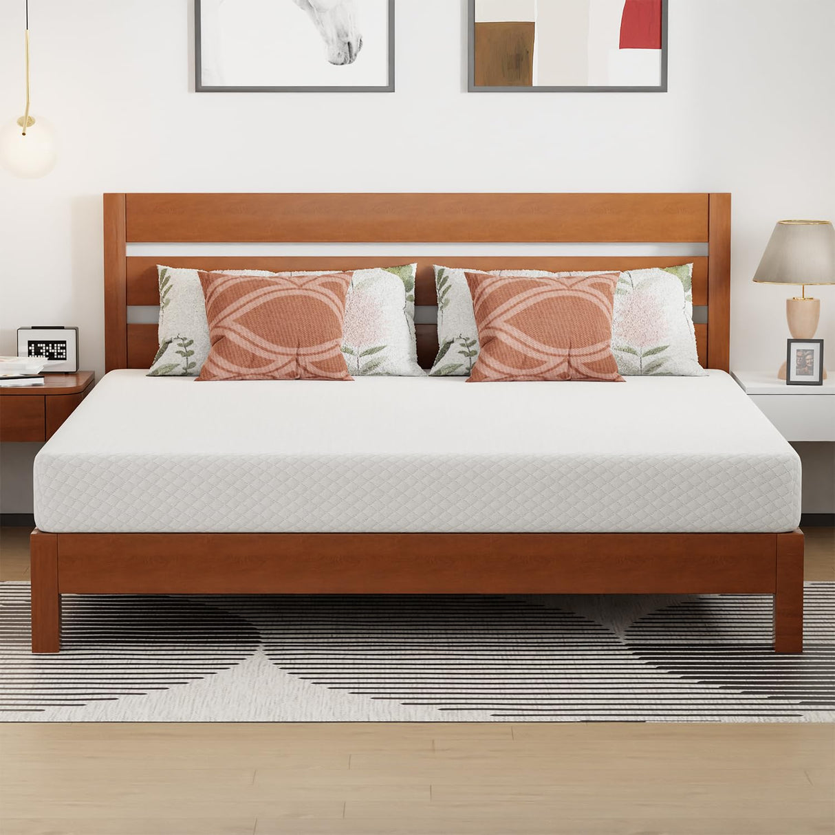 FDW | 8 Inch King Mattress | Medium Firm | Gel Memory Foam Mattress | White | Bed in a Box, CertiPUR-US Certified | Pressure Relief, Cooling Ventilated Foam | Washable Removable Cover FDW