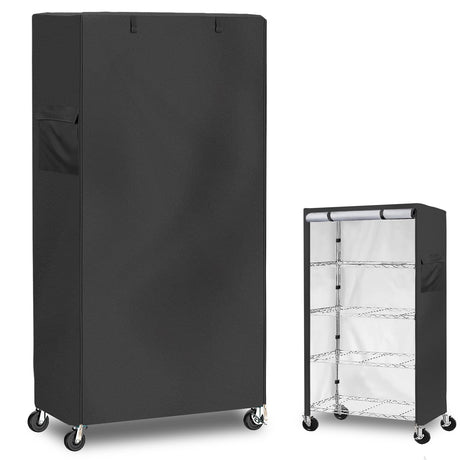 Dalema Waterproof Shelf Cover,600D Heavy Duty Dustproof Storage Wire Rack Covers,Outdoor Shelving Covers for Wire Shelves with Zipper 48''x18''x72'',Black,Cover Only Dalema