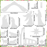 Soaoo Outdoor White Nativity Scene with 2 String Lights Silhouette Yard Sign Display Water Resistant PVC Large Holy Family Yard Nativity Scene Christmas Decor for Xmas Front Lawn Soaoo