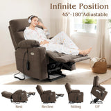 Power Lift Recliner Chair for Elderly with Extended Footrest, Infinite Position Lay Flat Recliner Chair for Adult W/Massage & Heating, Adjustable Headrest, 3-Motor Zero Gravity,Cup Holder, Fabric RESTREAL
