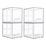 Vtopmart 4 Pack Stackable Storage Drawers, 6.6''Tall Acrylic Bathroom Makeup Organizers,Clear Plastic Drawers For Vanity, Undersink, Kitchen Cabinet,Pantry Organization and Storage Vtopmart