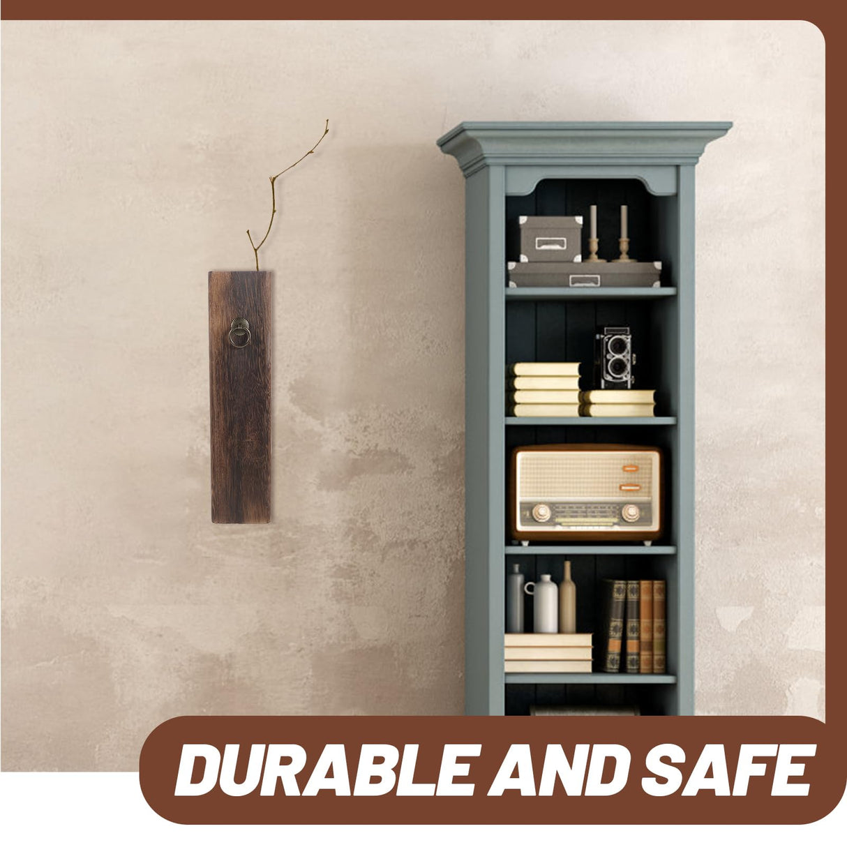 Angoily Wood Wall Decor, Wood Wall Planter Pocket, Wooden Hanging Planter Modern Farmhouse Bathroom Vase Dried Flowers and Artificial Greenery Indoor Plants Holder for Living Room Angoily