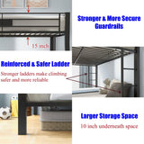 NIAYOU Twin XL Over Queen Bunk Bed, Industrial Style, Black Metal, Up to 900 lbs Weight Capacity, Easy Assembly NIAYOU