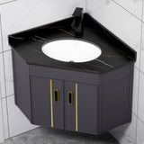 Small Corner Bathroom Cabinet Vanity With Sink Floating Vanity Bathroom Narrow Depth Vanities Lavamanos de Baño Modernos with Top,Hot & Cold Faucet Combo,Storage Space,for Small Space Black/White/Grey JOSIAHCQ