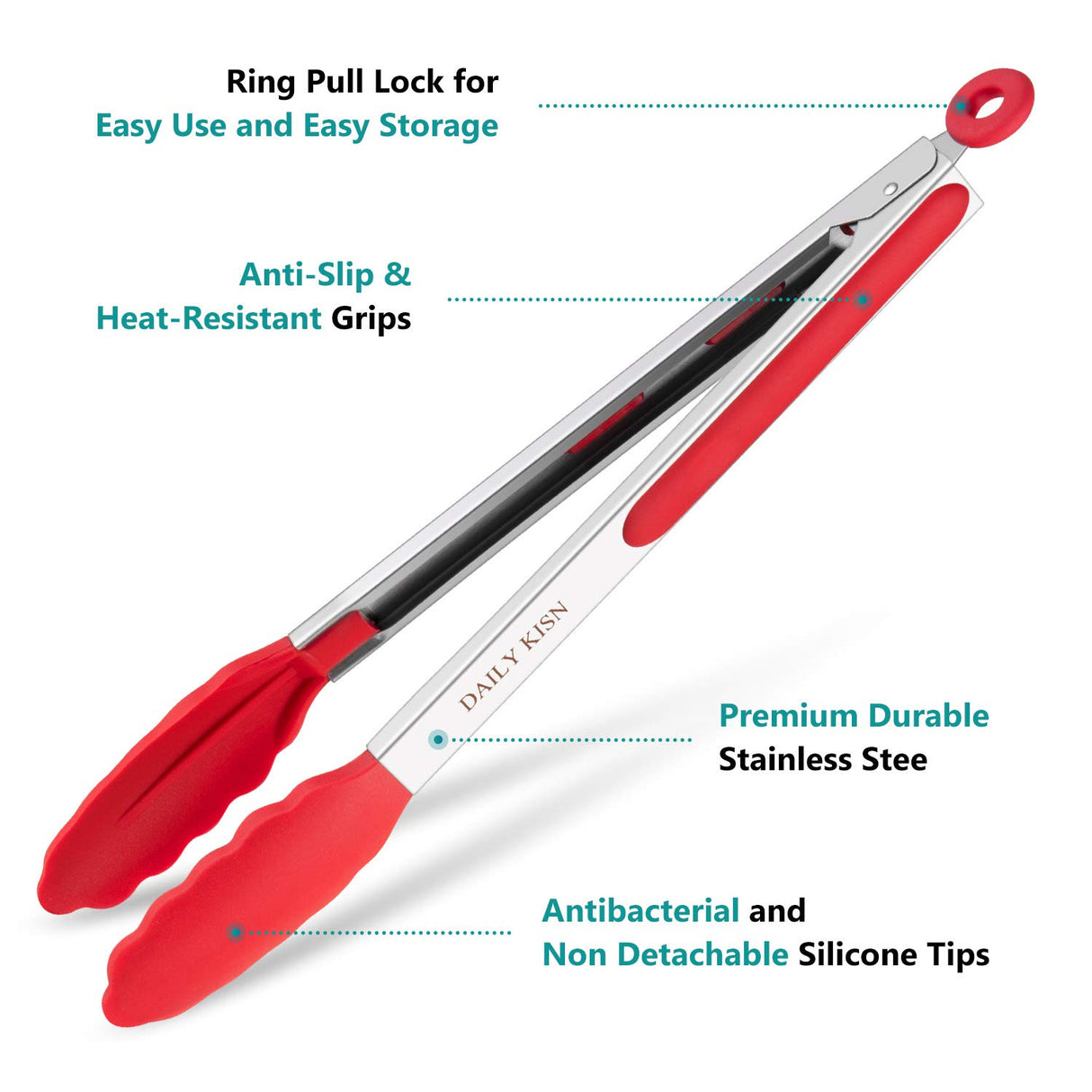 Kitchen Tongs Set of 3, Cooking Tongs with Silicone Tips, Stainless Steel Buffet Tongs, Non-Stick Non-Scratch Heat Resistant Tongs for Grilling Cooking BBQ Salad Serving (Multicolor, 7/9/12 Inch) DAILY KISN