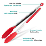 Kitchen Tongs Set of 3, Cooking Tongs with Silicone Tips, Stainless Steel Buffet Tongs, Non-Stick Non-Scratch Heat Resistant Tongs for Grilling Cooking BBQ Salad Serving (Multicolor, 7/9/12 Inch) DAILY KISN