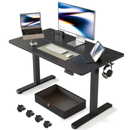 FEZIBO 40 x 24 Inches Standing Desk with Drawer, Adjustable Height Electric Stand up Desk with Storage, Sit Stand Home Office Desk, Ergonomic Computer Desk, Black