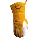 Caiman Premium Goat Grain TIG/Multi-Task Welding Gloves, Split Cowhide Back, 4-Inch Extended Cuff, White/Gold, Large (1540-5) Caiman