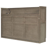 TCMILA Twin XL Size Murphy Cabinet Bed with Open-Ended Storage Shelf and LED, USB-Ports, Folded Horizontal Murphy Hidden Dresser Bed, No Box Spring Needed, Wash Gray TCMILA