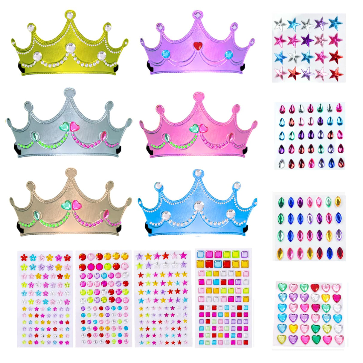 Cayton 26 Pcs Foam Princess Crowns, Sparkly Foam Crowns with Stickers, DIY Birthday Craft for Girls Kids Cayton