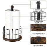 YINMIT Paper Towel Holder Countertop, Standing Paper Towel Roll Holder for Bathroom, Paper Towel Rack with Heavy Duty Wooden Base for Kitchen Counter, Fits Standard or Jumbo-Sized Rolls YINMIT