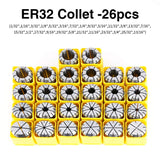 SILIVN 26PCS ER32 Spring Collet Set for CNC Engraving Machine & Milling Lathe Tool Workholding Engraving Collets SILIVN