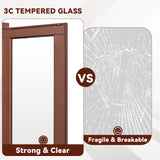 Kubohogar Display Cabinet with Glass Doors,71" Metal Curio Cabinets with 4 Adjustable Shelves, 5 Tier Display Case for Collectibles, Metal Storage Cabinet, Brown Kubohogar