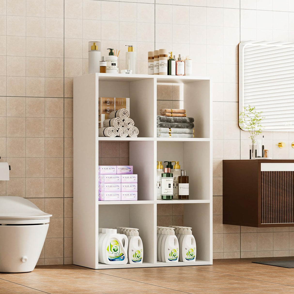 COMHOMA 6 Wood Cube Storage Organizer with Open Back and Removable Back Panels, 11In White Cube Storage Bookshelf, Cubicle Shelf Bookcase for Home Office Bedroom Living Room, Vertical or Horizontal COMHOMA