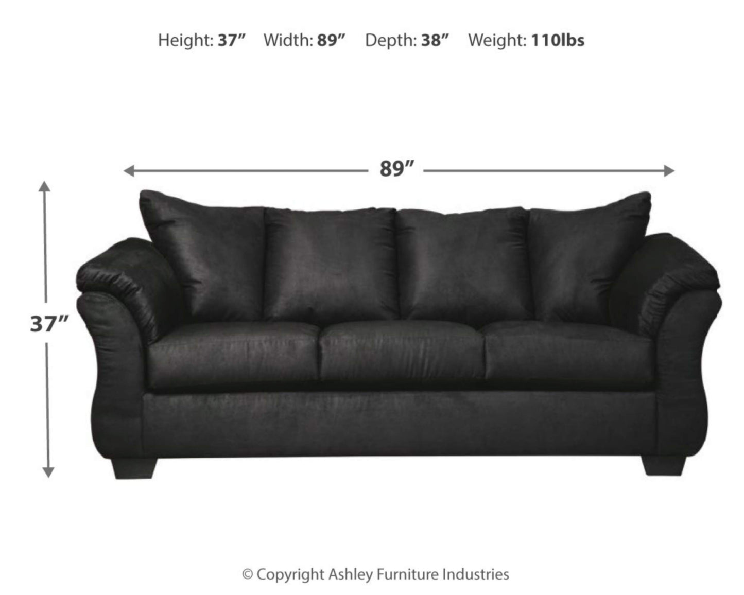 Signature Design by Ashley Darcy Classic Contemporary Sofa, Black